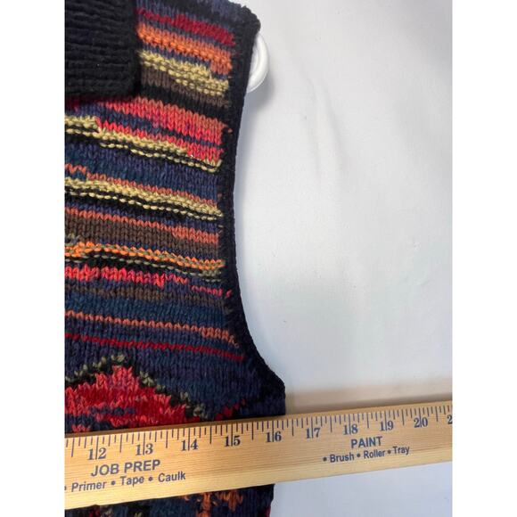 Harold's Women's Size Med Blue/Rust Southwest Print Sleeveless Zip Front Vest - Picture 4 of 7